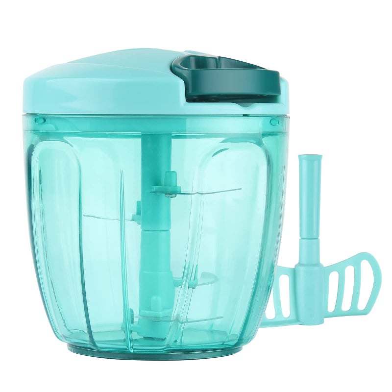 Cambom Manual Food Chopper Vegetable Cutter, Hand String Vegetable Chopper Onions Cutter for Vegetable Fruits Nuts BPA Free Food Safe Material, 900ml Blue - Image 1